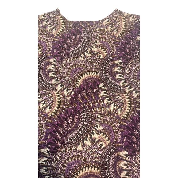 ROZ & ALI LONG SLV PULL-OVER RND NECK TUNIC BLOUSE, WOMEN, L, PURPLE BROWN ABSTR - Picture 6 of 12